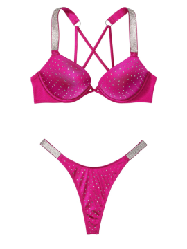 Купальник Bikini Top Shine Strap Bombshell Push-Up Thong Berry Blush
