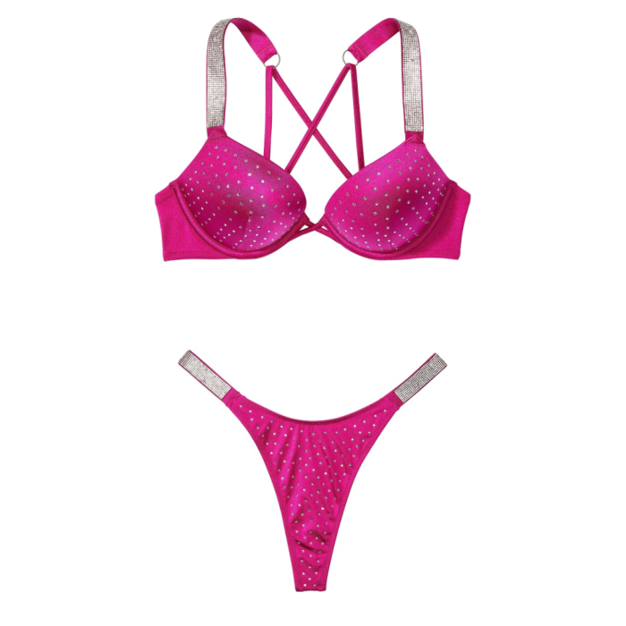 Купальник Bikini Top Shine Strap Bombshell Push-Up Thong Berry Blush