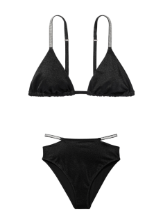 Купальник Shine Strap Triangle Bikini Top High-Waist Cheeky Set Black
