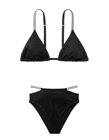 Купальник Shine Strap Triangle Bikini Top High-Waist Cheeky Set Black