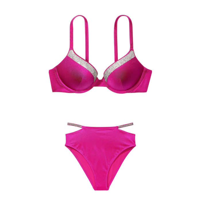 Купальник Shine-Trim Push-Up Bikini Top High-Waist Cheeky Berry Blush