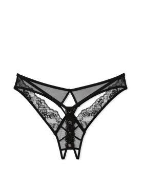 Трусики Rose Lace & Grommet Crotchless Thong 