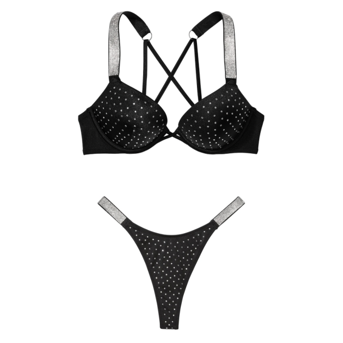 Купальник Shine Strap Bombshell Bikini Top Black Set