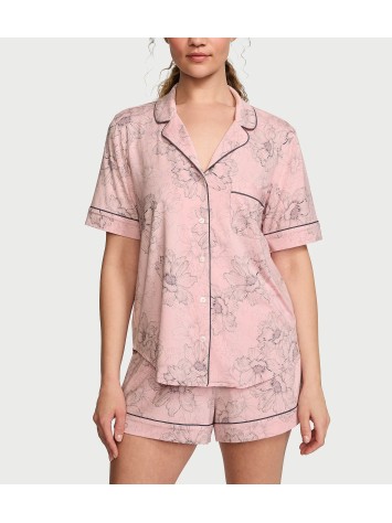 Пижама Modal Short Pajama Set Pink Outline Floral
