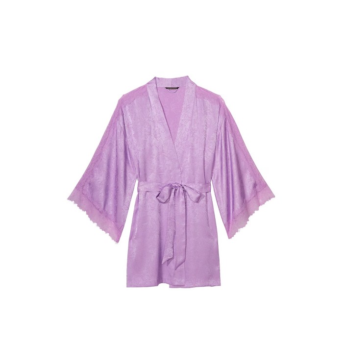 Халат Satin Lace Inset Jacquard Purple