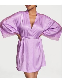 Халат Satin Lace Inset Jacquard Purple