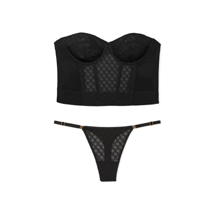Комплект белья VS Archives Monogram Corset Top Set Black