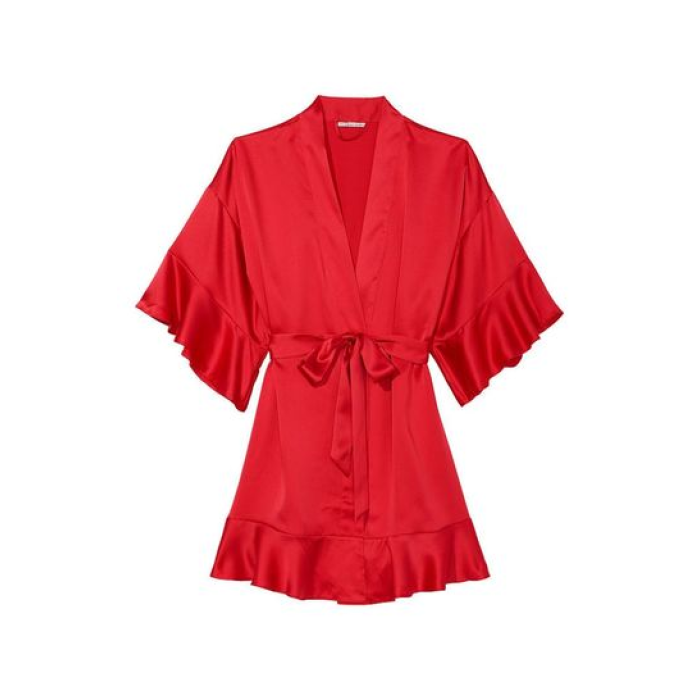 Сатиновый халат Flounce Satin Robe Lipstick Foil