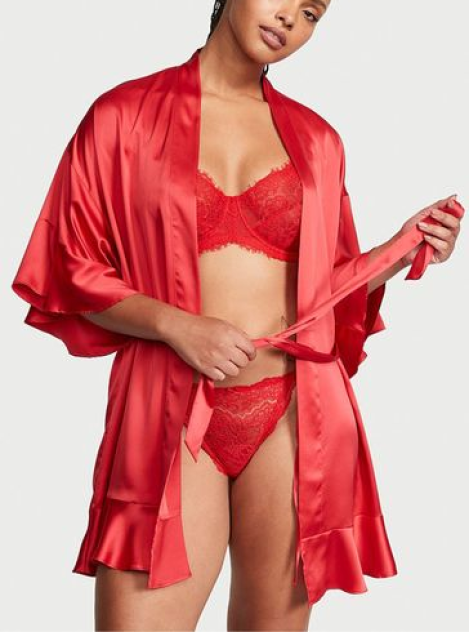 Сатиновый халат Flounce Satin Robe Lipstick Foil