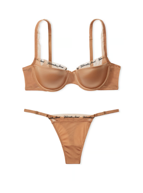 Комплект білизни VERY SEXY Logo Embroidery Lightly Lined Balconette Bra Set Toffee