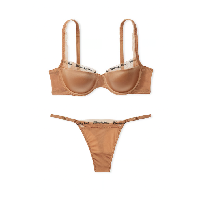 Комплект белья VERY SEXY Logo Embroidery Lightly Lined Balconette Bra Set Toffee