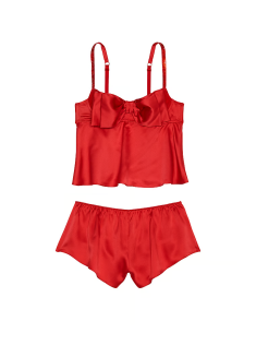 Піжама Bow-Topped Satin Cami Set Lipstick