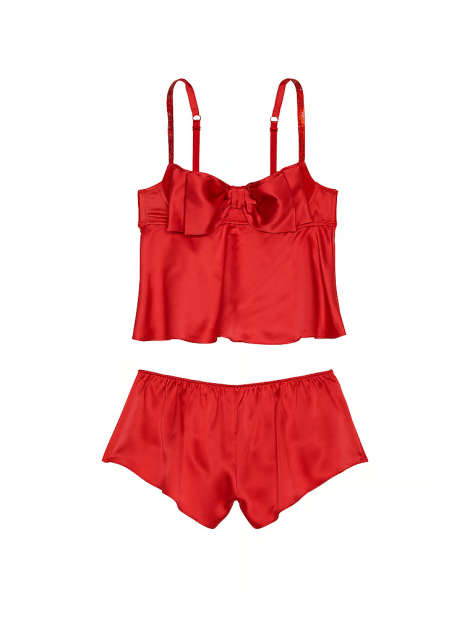 Пижама Bow-Topped Satin Cami Set Lipstick