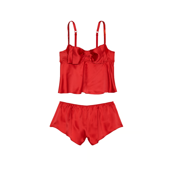 Піжама Bow-Topped Satin Cami Set Lipstick