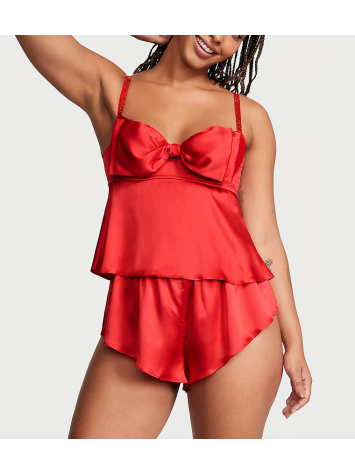 Пижама Bow-Topped Satin Cami Set Lipstick