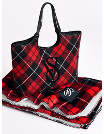 Набор Сумка + Плед Tote Bag + Cozy Blanket PINK Red Plaid