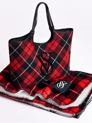 Набір Сумка+Плед Tote Bag+Cozy Blanket PINK Red Plaid