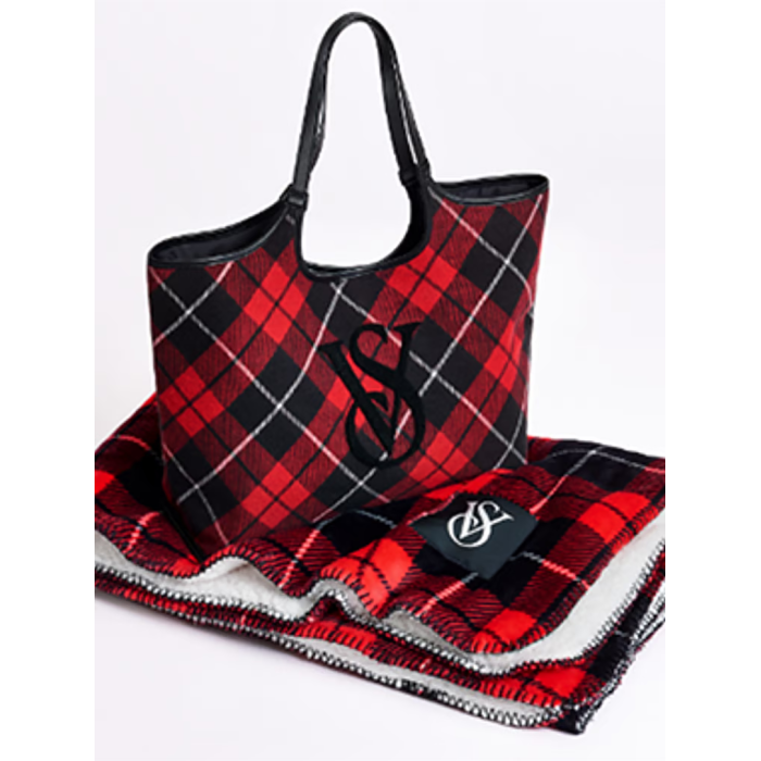 Набір Сумка+Плед Tote Bag+Cozy Blanket PINK Red Plaid