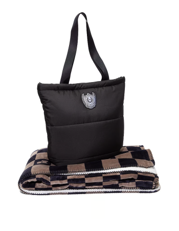 Набор Сумка + Плед Tote Bag + Cozy Blanket PINK Black Plaid