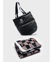 Набор Сумка + Плед Tote Bag + Cozy Blanket PINK Black Plaid