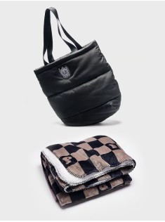Набор Сумка + Плед Tote Bag + Cozy Blanket PINK Black Plaid