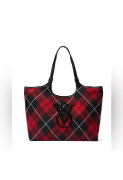 Сумка PINK Plush Tote Bag Red Plaid