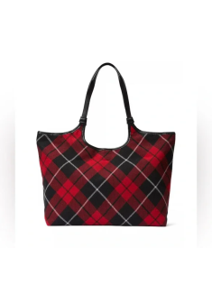 Сумка PINK Plush Tote Bag Red Plaid