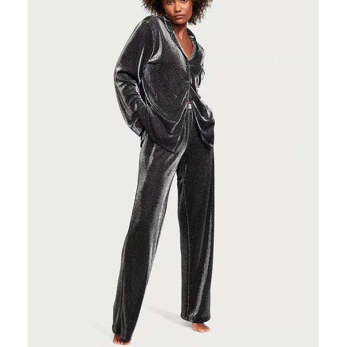 Піжама Shimmer Knit Long Pajama Set Silver