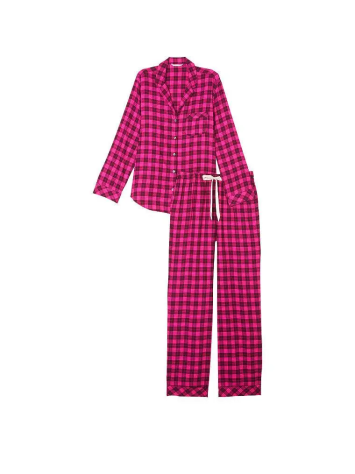 Піжама Flannel Long Pajama Set Pink Plaid