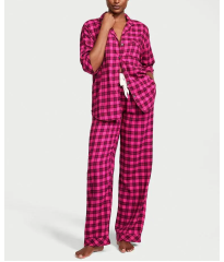 Пижама Flannel Long Pajama Set Pink Plaid