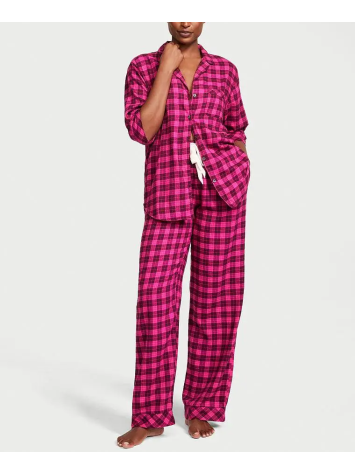Піжама Flannel Long Pajama Set Pink Plaid