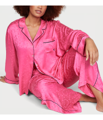 Сатиновая пижама Satin Long Pajama Set Hollywood Pink