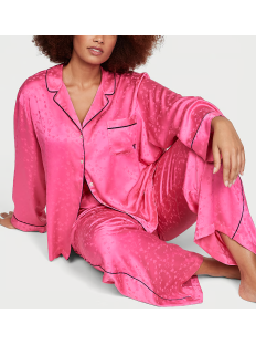 Сатинова піжама Satin Long Pajama Set Hollywood Pink