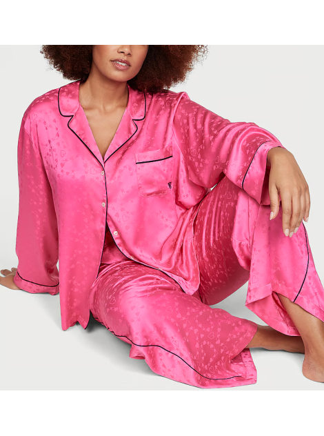 Сатиновая пижама Satin Long Pajama Set Hollywood Pink