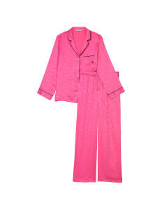 Сатинова піжама Satin Long Pajama Set Hollywood Pink