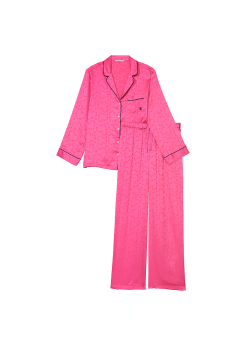 Сатинова піжама Satin Long Pajama Set Hollywood Pink