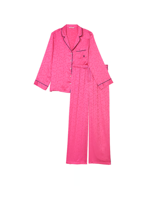 Сатиновая пижама Satin Long Pajama Set Hollywood Pink