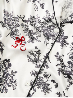Сатинова піжама Satin Long Pajama Set White Floral Print