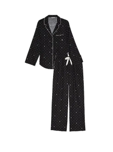 Піжама Flannel Long Pajama Set Black Logo Dot