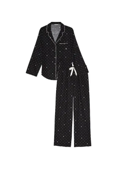 Піжама Flannel Long Pajama Set Black Logo Dot