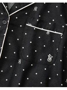 Пижама Flannel Long Pajama Set Black Logo Dot