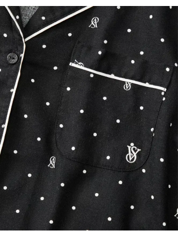 Піжама Flannel Long Pajama Set Black Logo Dot