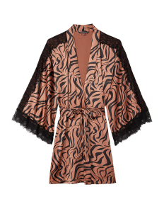 Сатиновий халат Luxe Satin Lace Inset Robe Zebra