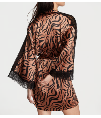 Сатиновый халат Luxe Satin Lace Inset Robe Zebra