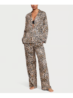 Сатинова піжама Satin Long Pajama Set Wavy Leopard