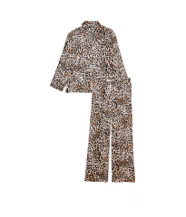 Сатиновая пижама Satin Long Pajama Set Wavy Leopard