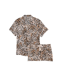 Сатиновая пижама Satin Short Pajama Set Wavy Leopard