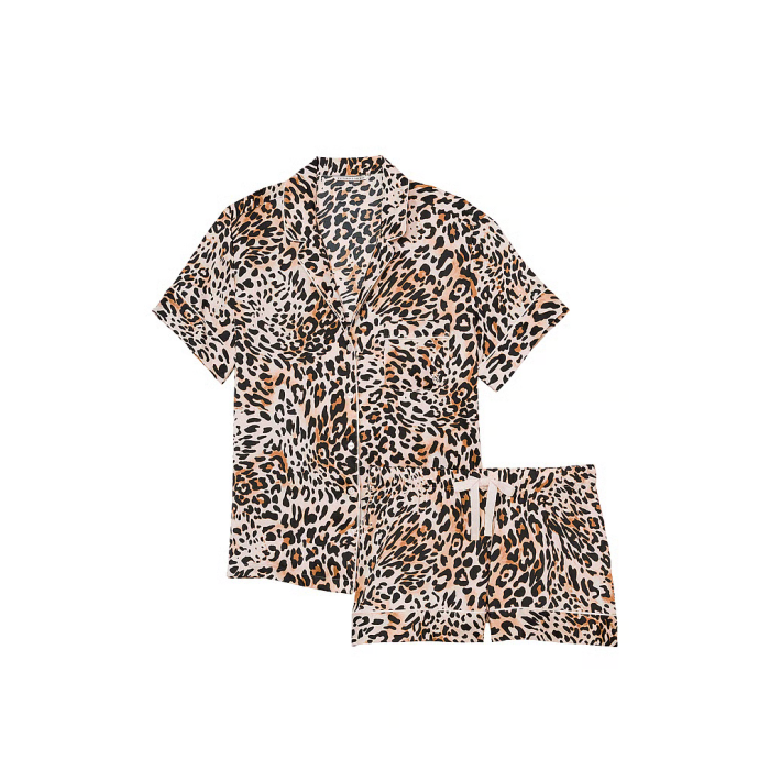 Сатинова піжама Satin Short Pajama Set Wavy Leopard