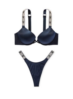 Комплект білизни Bombshell Add-2-Cups Double Shine Strap Push-Up Bra Set Noir Navy