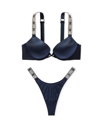 Комплект білизни Bombshell Add-2-Cups Double Shine Strap Push-Up Bra Set Noir Navy